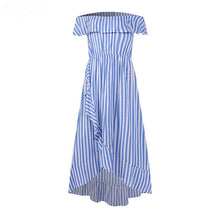 Load image into Gallery viewer, One-Shoulder Striped Slit Irregula Maxi Dress