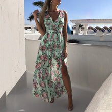 Load image into Gallery viewer, Chiffon Crint Slit Floral Printed Maxi Dress