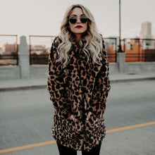 Load image into Gallery viewer, Lapel Leopard Print Faux Fur Cardigan Jacket