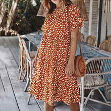 Load image into Gallery viewer, Lotus Leaf Sleeve Polka Dot Dress