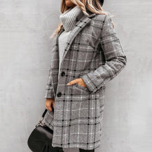 Load image into Gallery viewer, Mid-Length Plaid Warm Coat