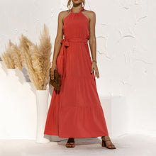 Load image into Gallery viewer, Halter Lace Up Backless Dress
