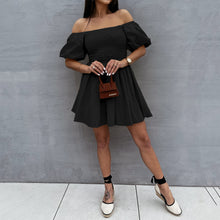 Load image into Gallery viewer, Off The Shoulder Puff Sleeve Mini Dress