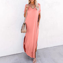 Load image into Gallery viewer, V-Neck Pocket Slit Dress