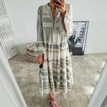 Load image into Gallery viewer, Geometric Print V-Neck Maxi Dress