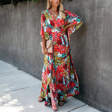Load image into Gallery viewer, V-Neck Floarl Print Maxi Dress
