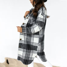 Load image into Gallery viewer, Plaid Long Woolen Coat