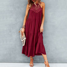 Load image into Gallery viewer, Solid Color halterneck Maxi Dress