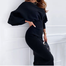 Load image into Gallery viewer, Solid Color Round Neck Knitted Dress