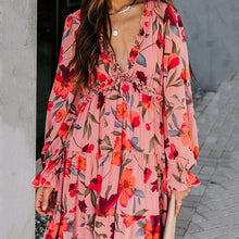 Load image into Gallery viewer, Long Sleeve V-Neck Floarl Print Dress
