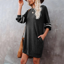 Load image into Gallery viewer, Long Sleeve Spliced Pullover T-shirt Dress
