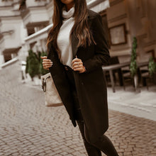 Load image into Gallery viewer, Solid Color Lapel Button Woolen Coat