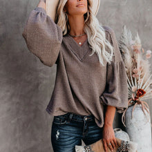 Load image into Gallery viewer, V-neck Lantern Sleeve Knit Top