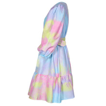 Load image into Gallery viewer, Elegant Tie Dye Ruffle Mini Dress