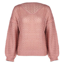 Load image into Gallery viewer, Solid Color V-neck Cutout Sweater