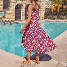 Load image into Gallery viewer, U-Neck Sleeveless Floarl Print Dress