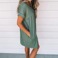 Load image into Gallery viewer, Casual round neck short sleeve dress