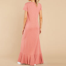 Load image into Gallery viewer, Round Neck Ruffled Slit Dress