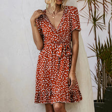 Load image into Gallery viewer, V-Neck Ruffle Print Dress