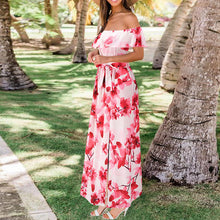 Load image into Gallery viewer, One-Shoulder Floral Bohemian Dress