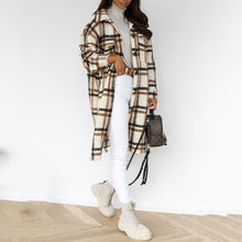 Load image into Gallery viewer, Plaid Long Woolen Coat