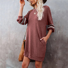 Load image into Gallery viewer, Long Sleeve Spliced Pullover T-shirt Dress