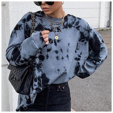 Load image into Gallery viewer, Round Neck Tie-dye Loose Women's Hoodie