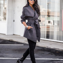 Load image into Gallery viewer, Simple Lace Up Woolen Coat