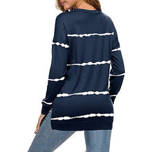 Load image into Gallery viewer, Striped Round Neck Loose Long Sleeve T-shirt