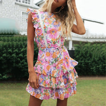 Load image into Gallery viewer, Floarl Printed Round Neck Halter Dress