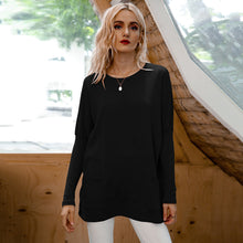 Load image into Gallery viewer, Mid-length Round Neck Knitted T-shirt Top