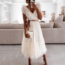 Load image into Gallery viewer, Elegant V-Neck Folds Design Maxi Dress