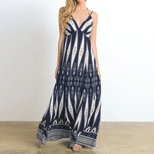 Load image into Gallery viewer, Retro Print V-Neck Sling Maxi Dress