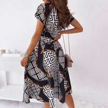 Load image into Gallery viewer, Elegant V Neck Printed Maxi Dress