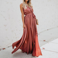 Load image into Gallery viewer, Boho Solid Color V Neck Maxi Dress