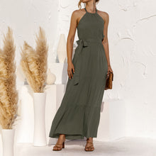 Load image into Gallery viewer, Halter Lace Up Backless Dress