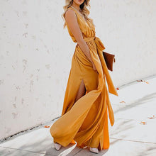 Load image into Gallery viewer, Boho Solid Color V Neck Maxi Dress