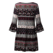 Load image into Gallery viewer, Bohemian Print Lace Up Dress