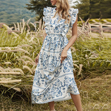 Load image into Gallery viewer, Elegant Backless Floarl Printed Dress