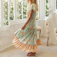 Load image into Gallery viewer, Bohemian Floarl Printed V-Neck Vacation Dress