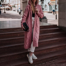 Load image into Gallery viewer, Casual Solid Color Hooded Knit Long Cardigan