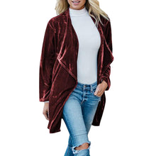 Load image into Gallery viewer, Gold Velvet Mid-length Trench Coat