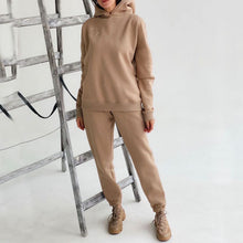 Load image into Gallery viewer, Solid Color Hooded Sweatshirt Set (Sweatshirt+Pants)