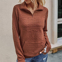 Load image into Gallery viewer, Lapel Zipper Cuff Stitching Sweatshirt
