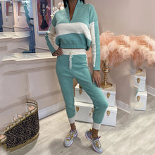 Load image into Gallery viewer, Zip Stand Collar Casual Tops+Pants Set