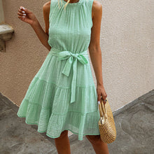 Load image into Gallery viewer, Solid Color Sleeveless Lace-Up Dress