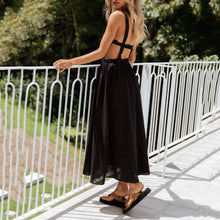 Load image into Gallery viewer, Solid Color Backless Cotton And Linen Dress