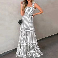 Load image into Gallery viewer, Striped Print Sling Maxi Dress