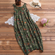 Load image into Gallery viewer, Round Neck Floarl Printed Sleeveless Dress