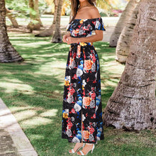 Load image into Gallery viewer, One-Shoulder Floral Bohemian Dress